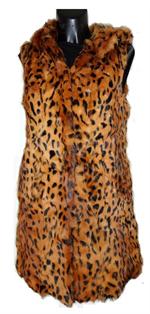 Super pelsvest i kanin med leopardprint.